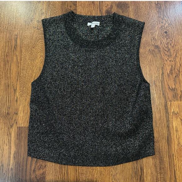 A.L.C. Women’s Mariam Metallic Crop Tank Top Black Size Large – Statement Piece - Picture 1 of 7